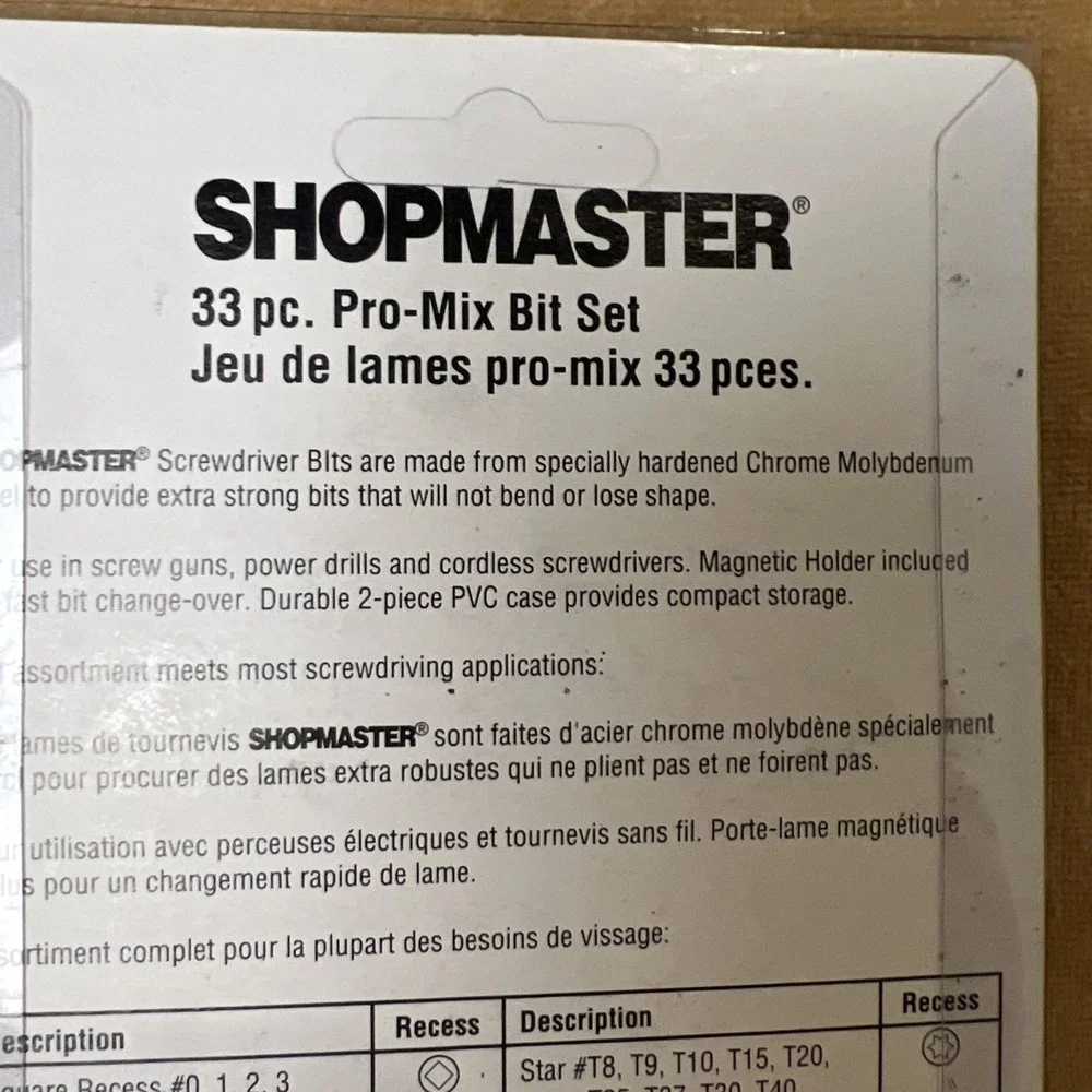 Shopmaster 33pc. Pro-mix Bit Set 32-screwdriver Bits, 1-magnetic Bit Holder